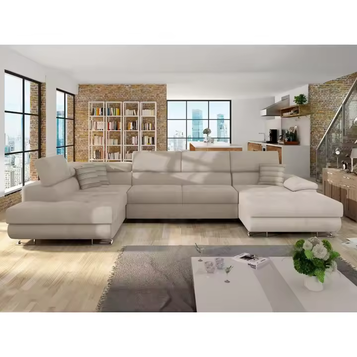 Sofá rinconero Comfivo 190 , Muebles ES, Caja de ropa de cama, Función de descanso, 345 x 71 x 202cm - 1