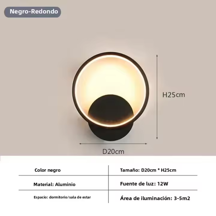 Lámpara De Pared LED Moderna Tri Color Dimming Minimalista Iluminación Led Para Balcones Entradas Dormitorios Luz De Parede Auto Contenedora Material Aluminio - 1