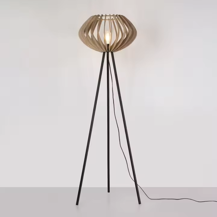 Barcelona LED Lámpara de pie madera "PANDA" - E27 - 1