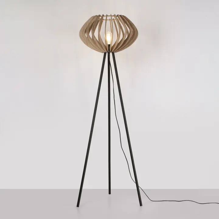 Barcelona LED Lámpara de pie madera "PANDA" - E27 - 1