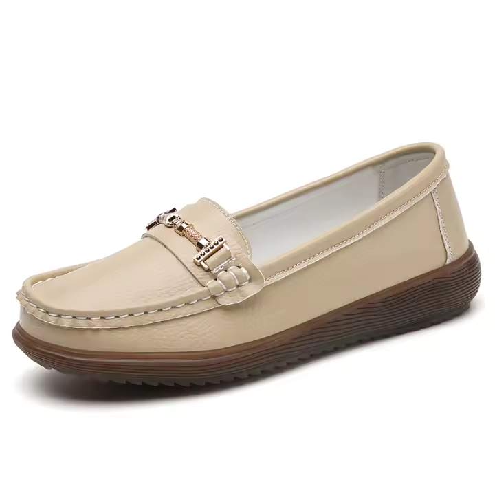 Ropa de mujer de cuero auténtico Atos nuevo antideslizante ligero grande 35-44 plano Atos, para primavera y otoño, con metal - 1