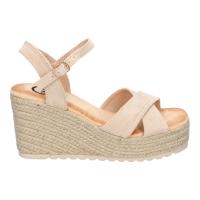 PuntoSalao Sandalias de cuña en yute pala cruzada para mujer beige KK-989 - details 1