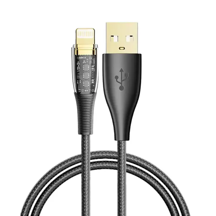 DAM. Cable USB 2.0 AM a Lightning PD20W. 1,2 metros, OD 3,5mm. Con luz LED. 120x0,5x0,5cm - 1