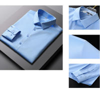 Camisa Larga Para Hombre Casual Y Moda Color Sólido No Hierro Y Resistente a Arrugas Top De Negocios Estilo Turn-down Collar - details 5