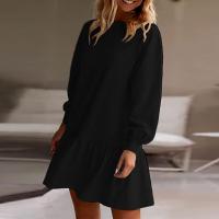 Vestido De Mujer Otoño Manga Larga Pullover Cuello Redondo Rib Knit Patchwork Suéter Cómodo Casual Mini Vestidos Estilo Vintage - details 12