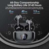 Auriculares Inalámbricos Bluetooth, Auriculares Bluetooth 5.3 con Controlador de 14,2 mm, Sonido Envolvente, 40Horas Cascos Inalámbricos con Reducción de Ruido, Pantalla LED, IP7 Impermeable, Blanco - details 4