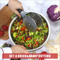 Cortador De Ensalada Con Cubiertas Protectivas Y Ruedas Doble Acero Inoxidable Circular Herramienta Para Frutas Y Verduras - details 6