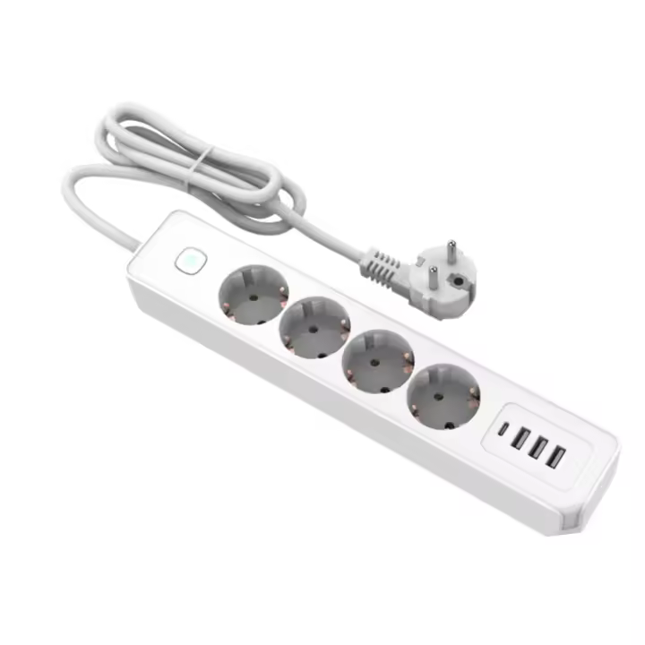 MAGIC SELECT Regleta Enchufes 4 Tomas, 3 USB Y 1 Tipo-C , Enchufe Múltiple de 2 metros con Protección Infantil, Enchufes con Interruptor On/Off, Enchufe de Mesa para Casa o Oficina, Blanco - 1