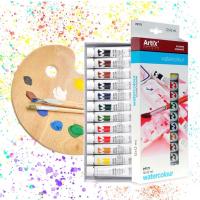 MP-ARTIX PAINTS, Set Pinturas Acuarela para Artistas, 12 tubos de 12 ml, No Tóxico, Colores Surtidos, Paleta de Colores, Técnicas de pintura, Ideal para Efectos de Agua - details 0