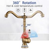 Retro Basin Faucet Single Handle Basin Faucet Bathroom Faucet,ceramic Handle Bathroom Basin Faucet Kitchen Sink Faucetantique Brass, High) - details 1