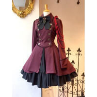 Vestido Lolita Vintage Medieval Negro Para Mujer Estilo Gótico Renacentista Con Volante Clásico Halloween Dulce Kawaii A-Line Talla Natural Vestidos De Poliéster Talla Regular Cuello Con Borla - details 3