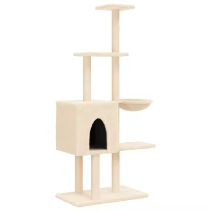 Rascador para Gatos con postes de crema de ISAL 145 cm - 1