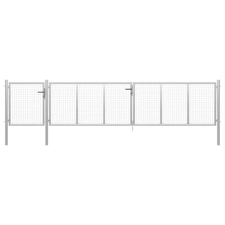vidaXL Puerta de jardín de acero plateado 500x75 cm - 1