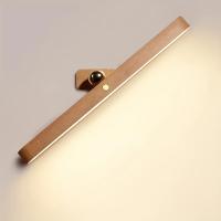 Lámpara De Noche LED De Madera Moderna - Control Táctil Recargable Soporte De Pared O Libre Instalación Sin Cable Luz De Maquillaje LED - details 0
