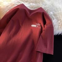 Camiseta Oversized Para Hombre Estilo Coreano Casual Con Estampado Simple Adecuada Para Hombres Y Mujeres Cuidado Facilito Material Algodón Y Poliéster - details 3