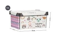 Caja de Almacenamiento Multiuso plástico decorada con Asa para Hogar KIPIT 22L, 10L ,5L- Cajas Organizadoras de Plástico ,Cubo de Contenedores de Almacenaje, Caja de Almacenaje Multiuso. KIPIT(Animals - 22 litros - 39.5x 29.5x 23.5 - details 3