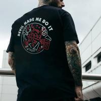 Camiseta Gráfica De Calavera Y Diablos Oscuros Para Hombres Y Mujeres Estilo Punk Retro Casual Bretona Negra Blanca Talla Grande Para Verano - details 11