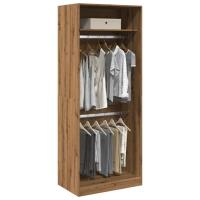 vidaXL Armario de madera de ingeniería 80x50x200 cm en color Negro/Marrón roble/Roble ahumado y más | almacenamiento funcional diseño moderno para baño dormitorio sala - details 6