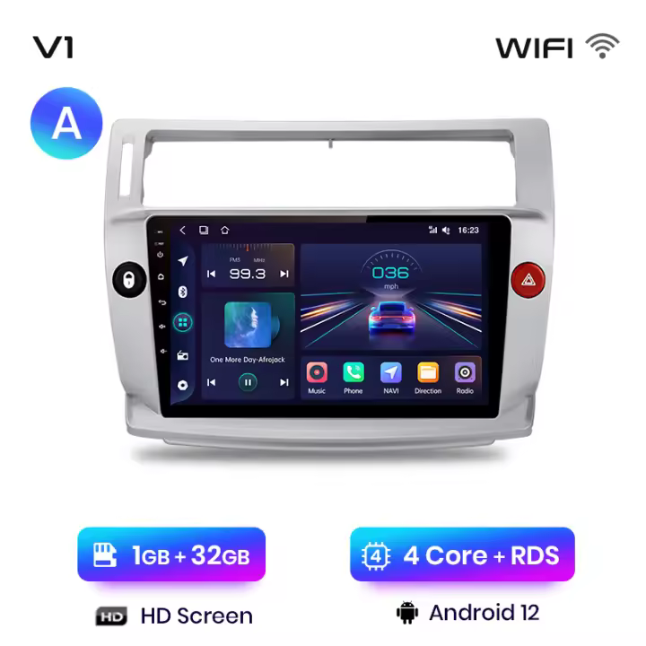 Junsun Radio Coche para Citroen C4 C-Triomphe C-Quatre 2004 2005 2006 2007 2008 2009 AI Voice 2 din Pantalla Coche Android Auto Multimedia Navegación GPS Auto radio - 1