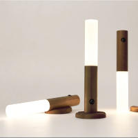 Lámpara De Pared De Madera Con Sensor De Movimiento PIR Y Luz Nocturna LED Recargable Para Armario De Cocina Y Libros Fuente De Alimentación AC - details 7