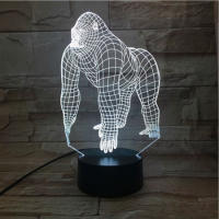 Lámpara LED USB 3D De Animales Orangután Gorila Champanéez Con Control Remoto Cambio De Colores 16 Ilusión De Humor Decoración De Mesa Luz Nocturna - details 6