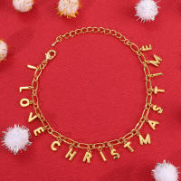 Encanto Pulsera navideña para mujer, regalo de fiesta, moda, temperamento, cobre, circonita, 14 quilates, colgante de letra - details 10
