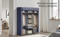 SONGMICS Armario de Tela, Armario Portátil con Barra Colgante, Perchero Plegable, para Vestuario, Dormitorio, Cuarto de Estudio, 45 x 150 x 175 cm, Azul Oscuro - details 1