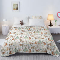 Manta De Tela De Flanela Suave Y Acolchada Con Patrón De Animales De Zoológico En El Bosque Para Sofá Cama Viaje Picnic - details 2
