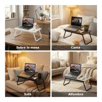 Mesa perezosa multifuncional, Mesa plegable portátil multifuncional de una pieza para cama, mesa de cama plegable portátil, escritorio de ordenador ajustable en altura con portavasos para cama y oficina - details 5