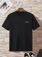 Camiseta De Verano Para Hombre 100% Algodón Deportiva Casual Con Patrón De Montaña Grande Cuello Redondo Manga Corta Transpirable Y Cómoda - details 2