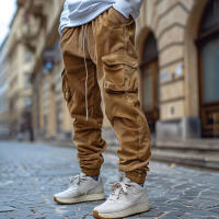 Pantalones De Corduroy Para Hombre Con Bolsillos Calientes yVintage De Punto De Fleco Diseño Antigüedad Trabajo Libre Con Cierre Elástico Y Cordón Para Otoño E Invierno - details 1