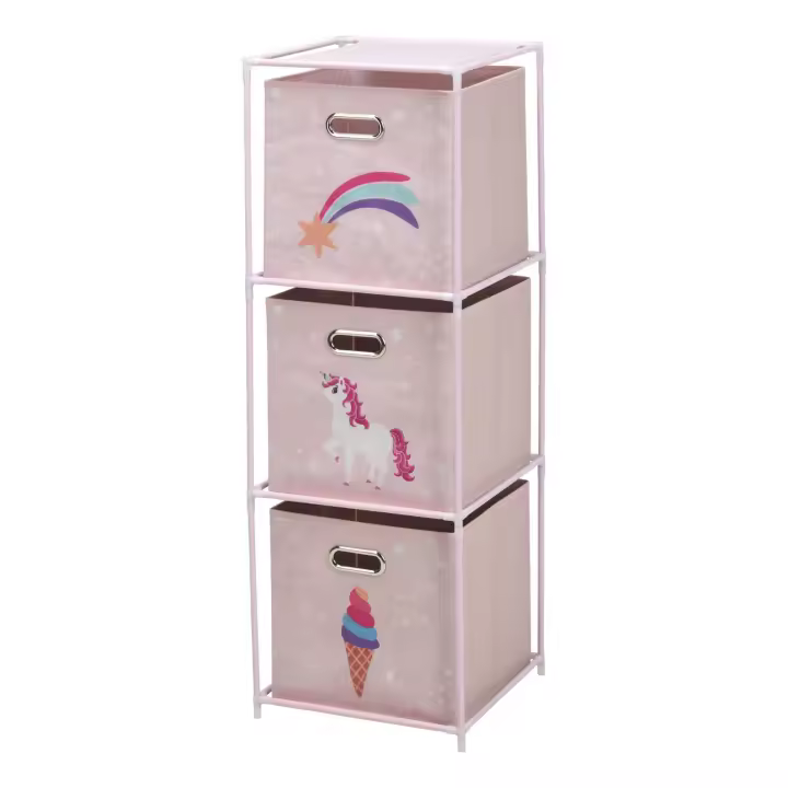 Well Home Estanteria cajonera de 3 estantes en metal color rosa H.102cm - 1