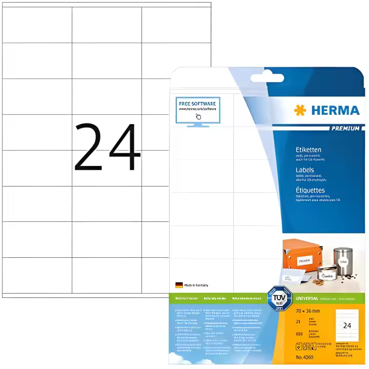 Etiquetas Herma Blancas 70x36 Superprint 600 Pcs. - Impresión de Alta Calidad - 1