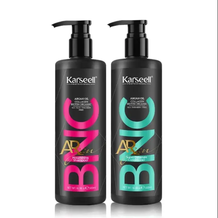 KARSEELL - Pack Champú y Acondicionador de la Línea BNC Protección del Color Reparación Capilar Brillo Suavidad Hidratación Intensa Antifrizz Aceite de Argán Cabello Seco y Dañado Apto para Todo Tipo de cabello - 2 x 500ml. - 1