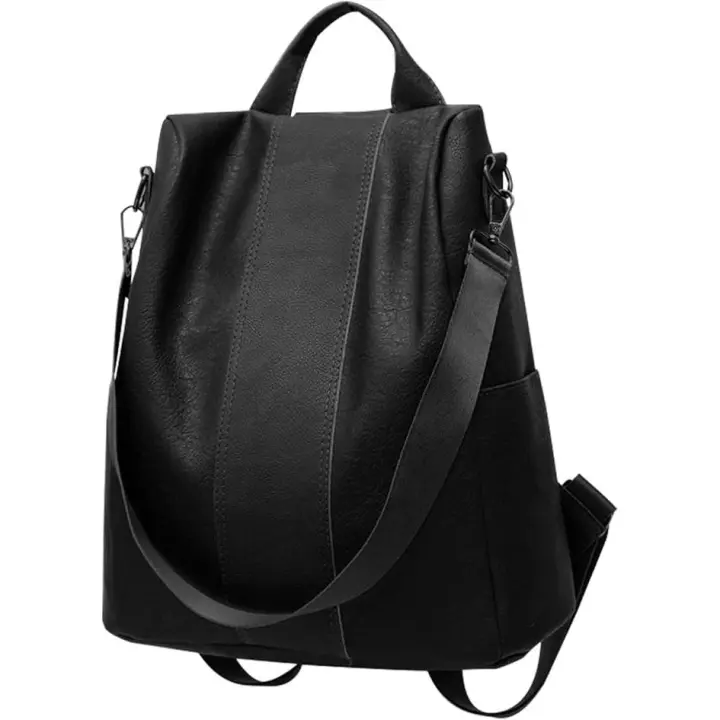 Mochila para mujer, grande, antirrobo, con correa de hombro desmontable, para ordenador portátil, bolso de mano para mujer, de piel sintética, con asa de transporte - 1