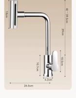 Grifo De Cocina Gris Con Cabeza Giratoria Y Rociador Flujo De Agua En Forma De Cascada Acero Inoxidable Tapau De Cocina - details 12