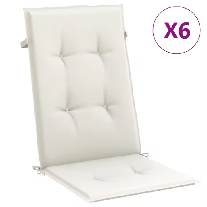 Fundas Silla respaldo alto 6 UDS crema tela melange 120x50x4cm - 1