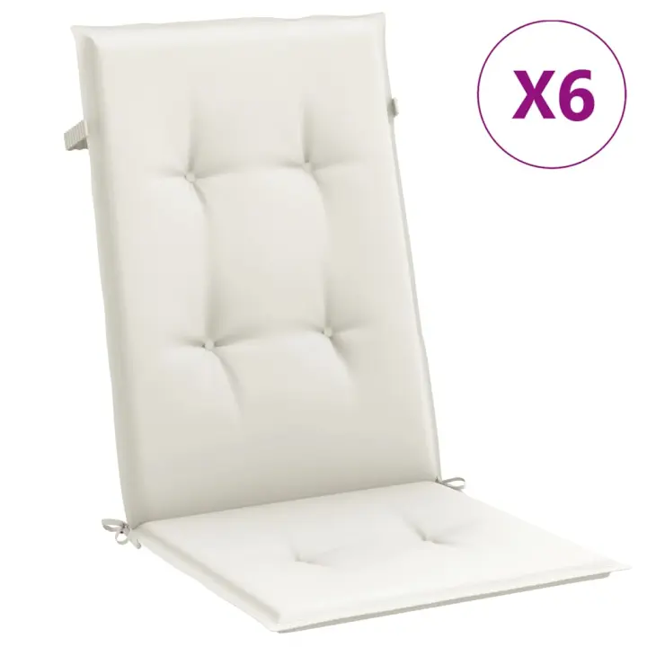 Fundas Silla respaldo alto 6 UDS crema tela melange 120x50x4cm - 1