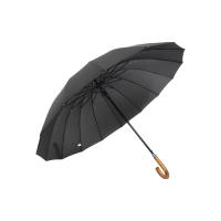 UD -  PARAGUAS LARGOS LISO NEGRO 16 VARILLAS ANTIVIENTOS Paraguas automático de bastón MADERA resistente al viento, paragua grande - details 2