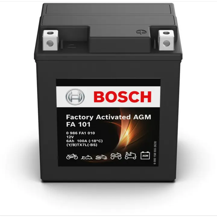 Batería de Moto Bosch FA101 - AGM. Tecnología AGM. 12V - 6Ah/100A (EN) - 1