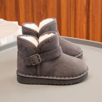Botas De Nieve Para Niños Y Niñas Con Hebilla Y Peluche Grueso Color Sólido Botas Cortas De Tobillo Flexibles Y Cálidas Para Hombres Y Mujeres Tallas 23-36 - details 16