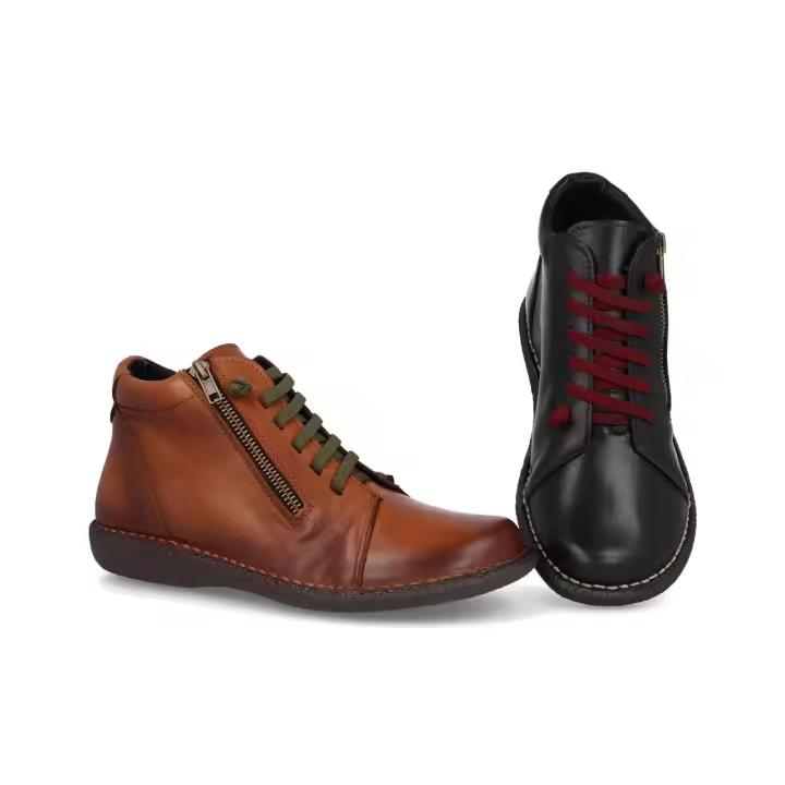 Mº13580 - BDA BOTIN SEÑORA PIEL    COLORES : NEGRO , CUERO  TALLAS: 35 AL 41  CORTE EXTERIOR: PIEL  FORRO INTERIOR: TEXTIL  PLANTILLA: TEXTIL  ALTURA TACÓN / CUÑA : 3 CM.  PISO : SINTÉTICO - 1