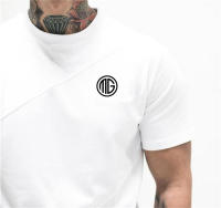 Camiseta De Musculatura Para Hombre Fitness Gym Ropa Deportiva Corta De Algodón Y Malla Estilo Slim Fit Tees Casual Verano - details 3