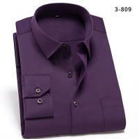 Camisa Social Para Hombre Antirugas Con Bolsillo Cuello En V De Moda Casual Para Oficina Blanco Talla S-4XL Camisa Larga De Poliéster Y Spandex - details 11