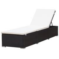 vidaXL Tumbona con cojín ratán sintético Negro, Marrón, Gris Sillas de Exterior Ideal para jardín, playa, piscina, terraza Tumbona Piscina Tumbonas Playa Tumbonas Jardín Exterior - details 1