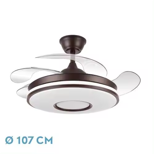 FABRILAMP Ventilador Dc Dani 48W-59w 4800LM-6980lm COLORES 4aspas 6velocidades 91D-107d 3000-4000-6000k Remoto+Reg.Intensidad+memoria+temporizador 24 Incluye mando a distancia y dos tijas de 12.5 y 25 centímetro Productos originales calidad de confianza - 1