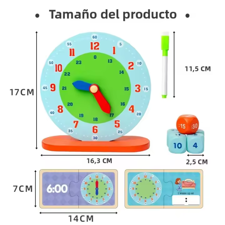 Juguetes Educativos Montessori Reloj De Madera Aprendizaje Del Tiempo Ayudas De Enseñanza Cognición Del Tiempo Juego De Alineación Para Niños Regalos - 1