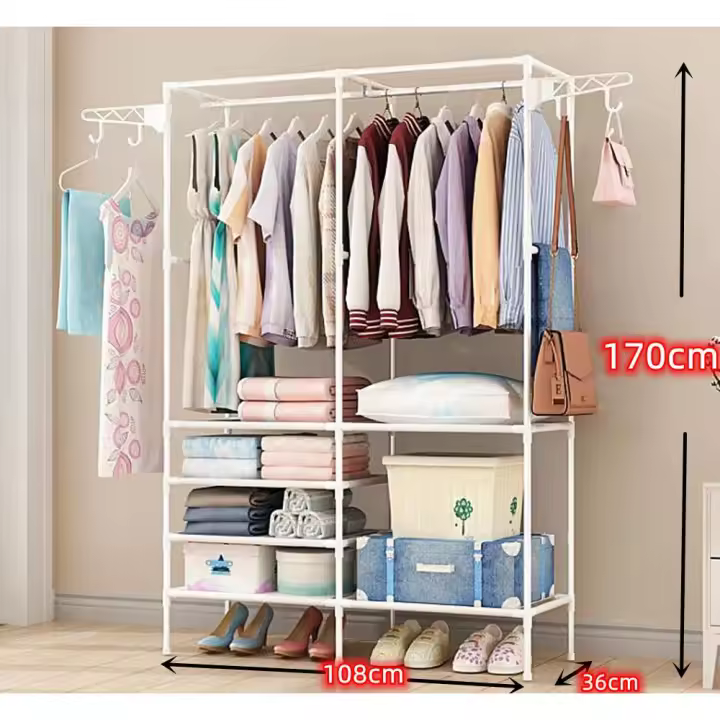 Perchero de pie y Zapatero Pared para Ropa Abrigos Estantería ropa estante MODA zapato armario empotrado organizador Vestíbulo - 1