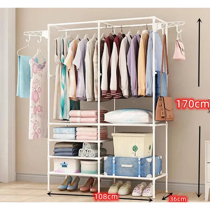 Perchero de pie y Zapatero Pared para Ropa Abrigos Estantería ropa estante MODA zapato armario empotrado organizador Vestíbulo - 1