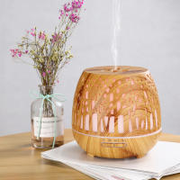 Essential Oils Diffuser 400ml, BPA Free Ultrasonic Humidifier Remote Control with Variable Colors LED Light 3 Timer for Home/Yoga/Office/SPA - Dark Wood - details 3
